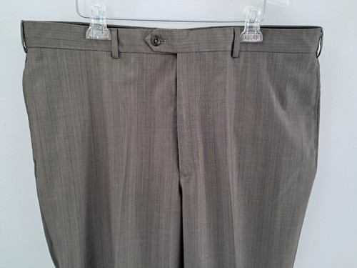 Jos A Bank 2 Piece Suit 44R 38x31 Lt Olive Green Stripe Wool Silk Blend Lined - Picture 9 of 24