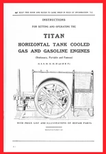 IHC 4 to 25 H.P TITAN Horizontal Tank Cooled Gas Gasoline Engines Owner's Manual