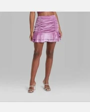 Wild Fable Velvet Mini Skirt Ruched Fairy Y2K Fairycore Women's M Purple NWT