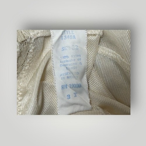 Behind Every Olga Beige Lace Trimmed Full Slip Sleep Gown Lingerie Dress Size 32 - Picture 12 of 17