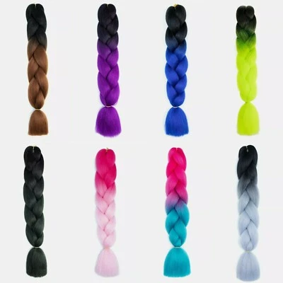 Synthetic Kanekalon Ombre Synthetic Braiding Hair Extensions 100g 24 Inch