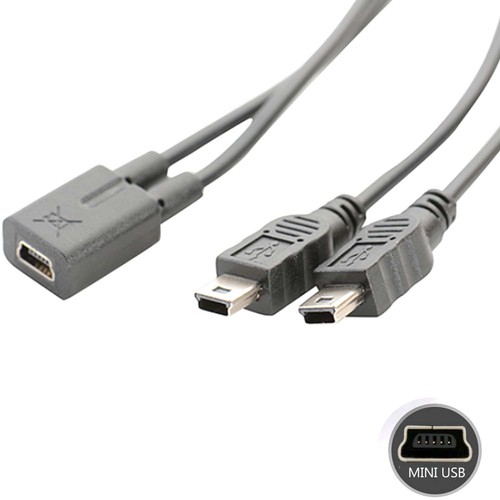 Mini USB Female To Dual 2x Male Splitter Y Extension Charger Adapter Cable - Bild 2 von 8