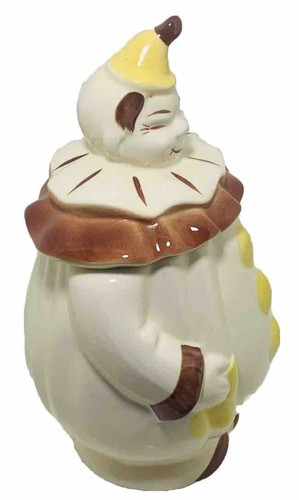 CLOWN COOKIE JAR 1940s Pan American Art Pottery Container 11.5”H x 7”L x 7.5”W - Picture 6 of 10