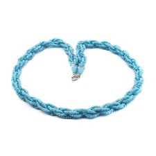 Vintage Czech 6 strand twist necklace blue glass seed beads
