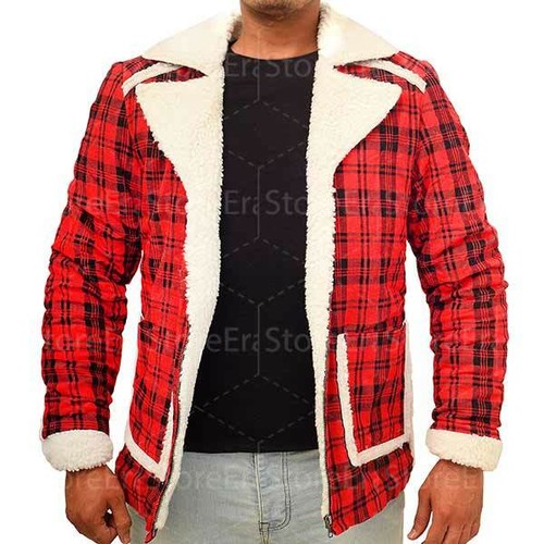 checkered shearling jacket