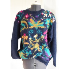 Vintage 80's Oversized Mohair Sweater w/Shoulder Pads Med