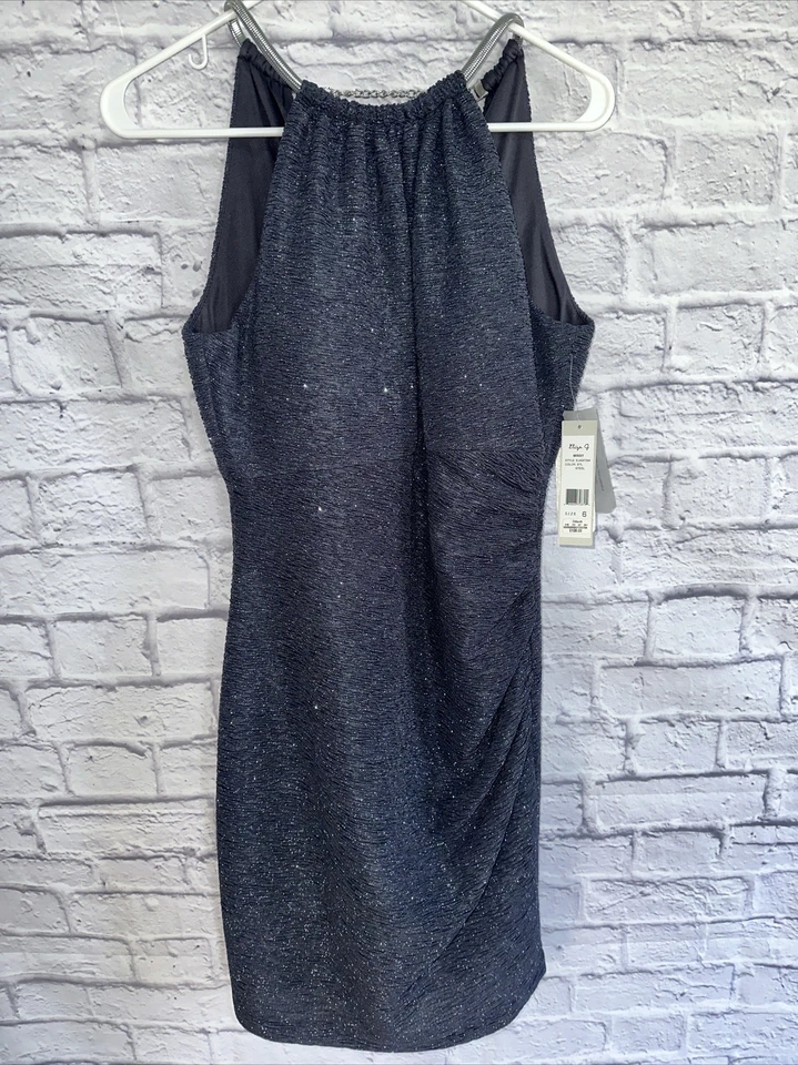 Новый с Ярлыками женская ELIZA J. СЛУЧАЙ с бретелью через шею платье размер 6 блестящий стали розничной $138 - Изображение 2 из 4