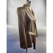 1980's Gold Wool Blazer Slit Pockets Tie Belt Harold's
