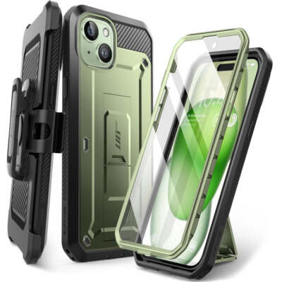 Handyhülle für iPhone 15 Supcase Case Cover Futeral Tasche Etui Schutzhülle Grün