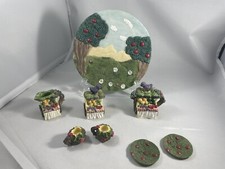 Vintage Youngs Inc 1994 Miniture Fruit Tea Set Full 8 Piece Set 26285