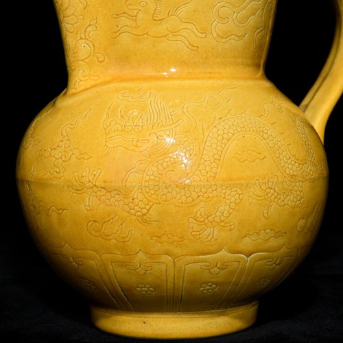 Fine Chinese Hand Painting Yellow Glazed Porcelain Teapot - Picture 8 of 9