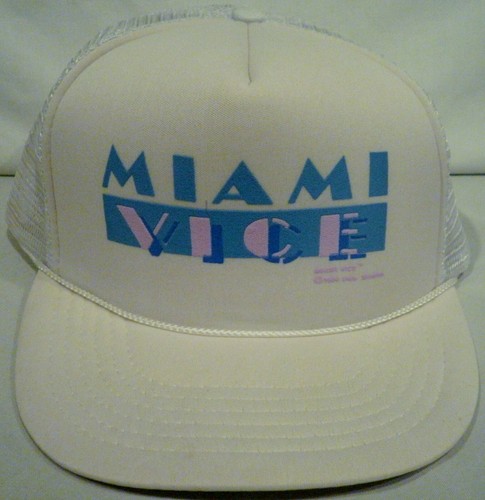 Vintage Miami Vice Adjustable Mesh Back Baseball Hat Cap