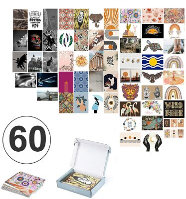 60PC Wall Collage Kit Aesthetic Pictures, Bedroom Decor for Teen Girls, 4x6 in