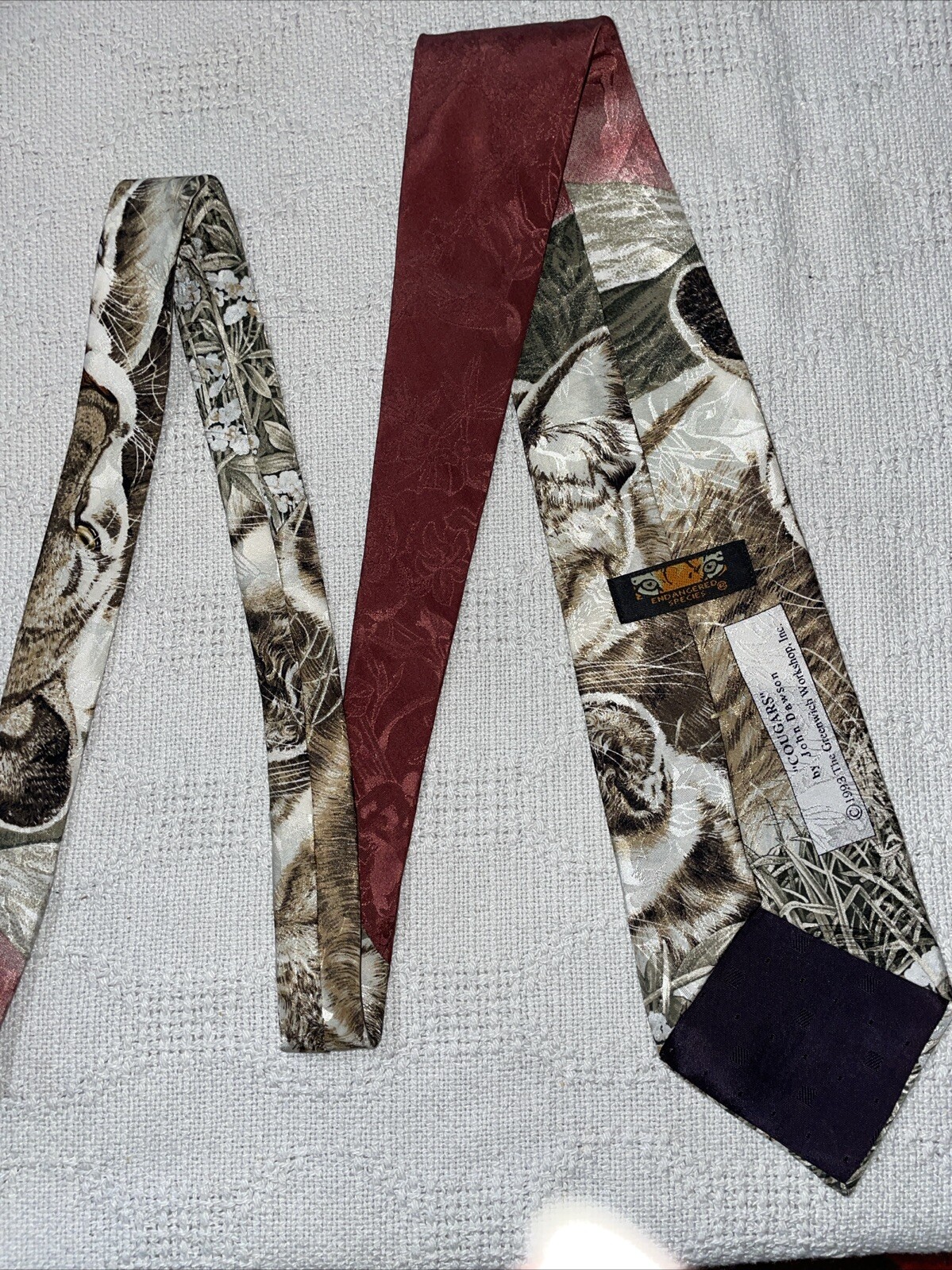 The Greenwich Workshop “Cougars" Dress Tie Mens Size 55” Tan Cougar Motif Party thumbnail 10