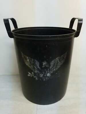 Fesco Country Milk Can Plastic Waste Basket Trash Can American Eagle, Black