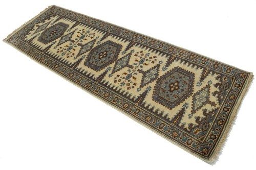 Vintage-Style Indo-Viss Oriental Runner Handmade Tribal Geometric Carpet 3X8 ft - Picture 3 of 13
