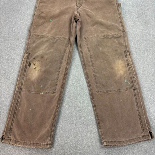 Carhartt Dungarees Adult 38x32 Brown Overalls Quilted Duck Bib Double Knee Mens - Picture 3 of 12