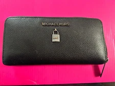Michael Kors Adele Zip Around Continental Wallet Leather Midnight black