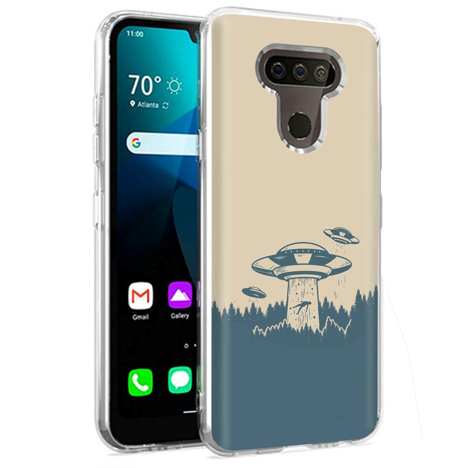 Phone Case for LG Harmony 4,Premier Pro Plus,K41, Alien Kidnap Print