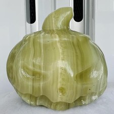 Natural Polished Afghan Jade Pumpkin Head Carving Crystal Mineral Healing 514G