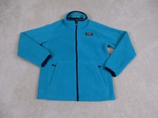 LL Bean Jacket Youth Medium Blue Pile Fleece Full Zip Outdoors Casual Coat Kids