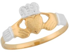 10k or 14k Two-Tone Gold Love Friendship Claddagh Ladies Ring
