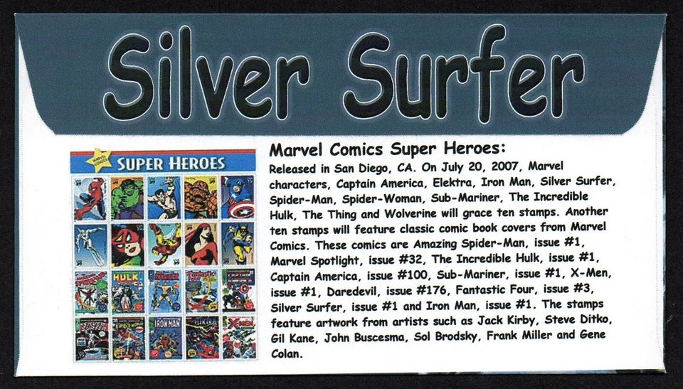 USA, SCOTT # 4159-F, ILLUSTRATED BGC FDC COVER 2007 SILVER SURFER, MARVEL COMICS - Image 2 of 2