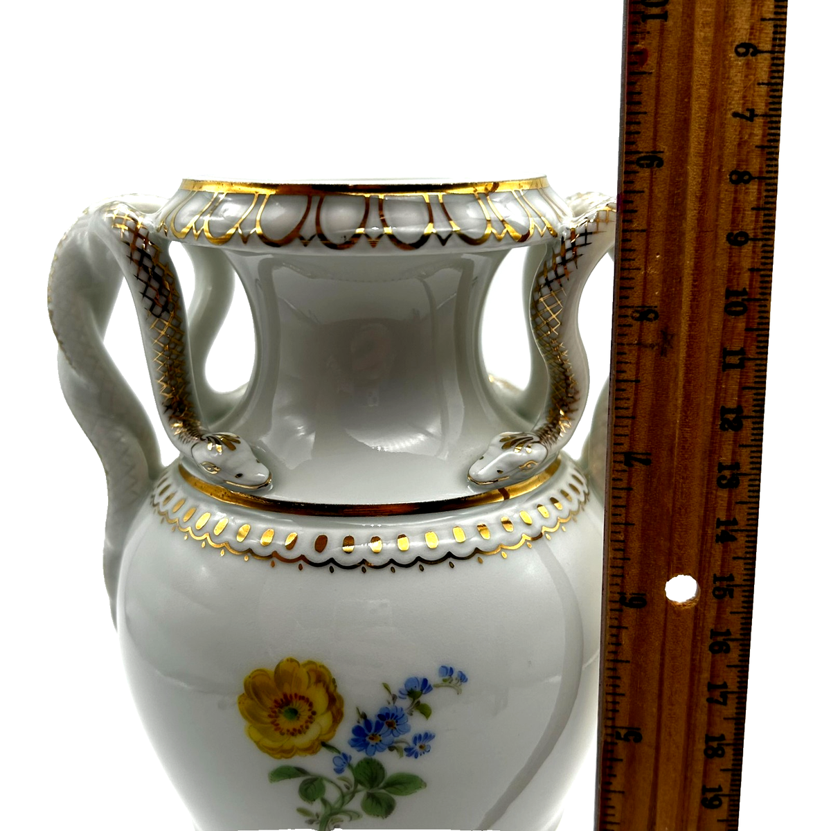 Antique German Meissen Dresden Porcelain Schlangenvase Snake