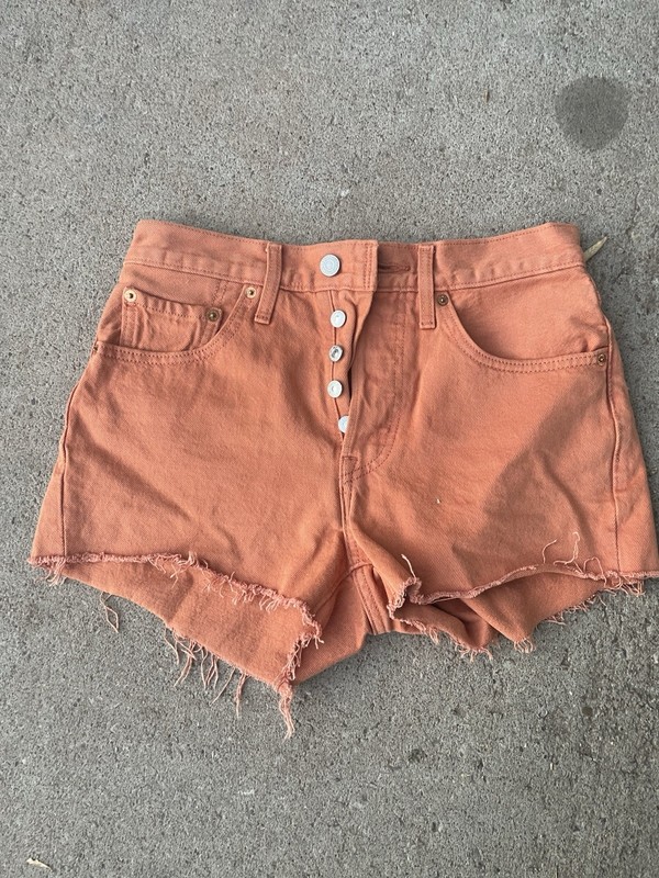 Levi's Women's Orange Denim Cut Off Shorts Size S Button Fly 5-Pocket