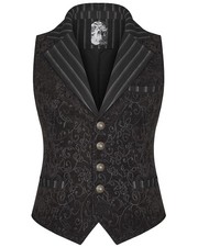 Punk Rave Mens Gothic Steampunk Waistcoat Vest Brown Jacquard Velvet Victorian
