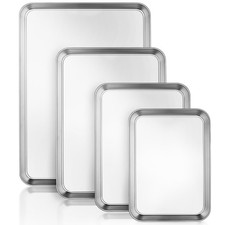 Baking Tray Set of 4 Essentials Stainless Steel Oven Tray Sets Easy Cleaning