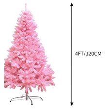 4FT Christmas Tree with Metal Stand, Pink Art...