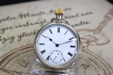 Pesante antico orologio da tasca inglese in argento massiccio pocket watch (WHS)