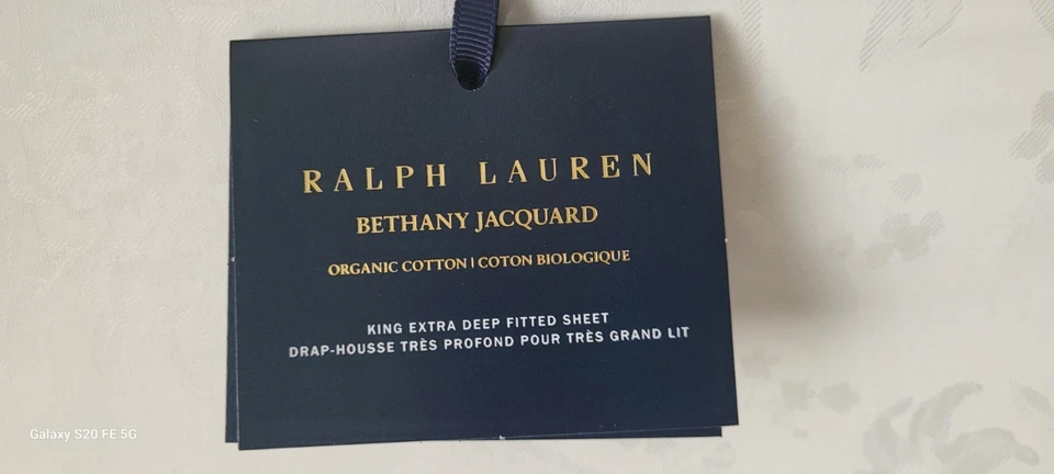 Ralph Lauren Bethany Jacquard Studio White King Extra Deep Fitted Sheet Organic - Image 2 of 4