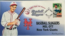 BDAOCITW KSC Cachets 4082 Mel Ott New York Giants Slugger Baseball