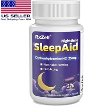 Sleep Aid, Diphenhydramine HCl 25mg, 220 Softgels Fall Asleep Faster