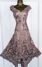 Quiz Elegant Evening Wedding Party Cruise Prom Cocktail Midi Dress Sz 12