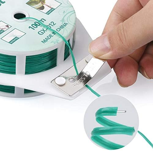 328Ft (100M) Twist Ties, Green Garden Plant Ties with Cutter for Gardening and O - Picture 3 of 12