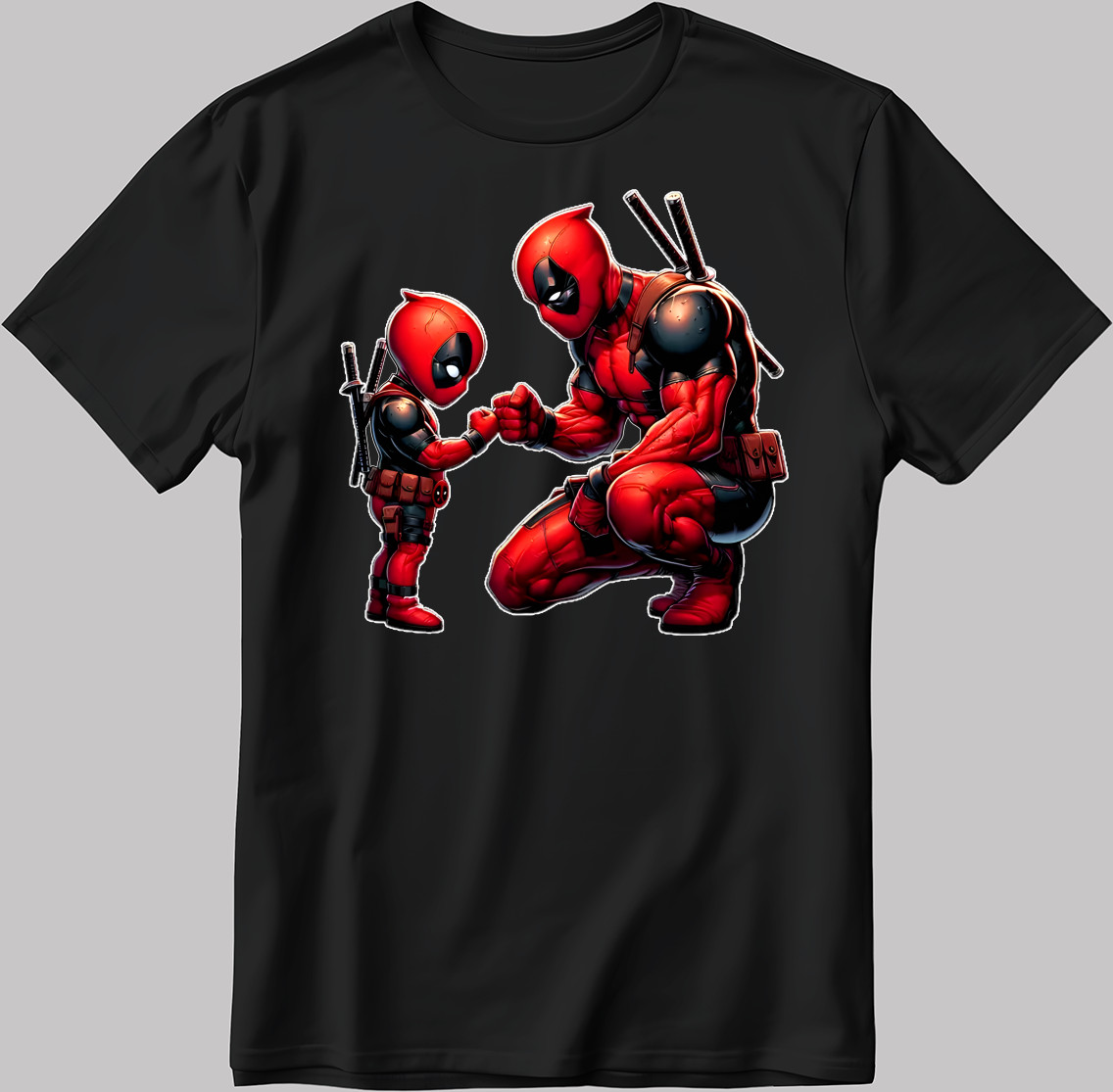 Camiseta Dad Deadpool and Baby Deadpool blanca-negra para hombre/mujer KA103