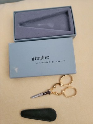 GINGHER COLLECTOR SCISSORS G-CS-2 W/LEATHER SHEATH GERMANY