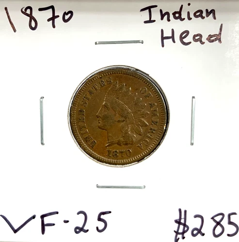 1870 1C Indian Head Cent in VF Very Fine Condition