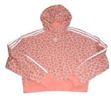 Adidas Originals Girls Animal Print Slightly Cropped Hoodie-Pink-L-GUC