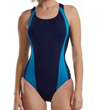 NWT TYR Women's Maxfit Splice One-Piece Swimsuit - Size 14 - Navy/Turquoise