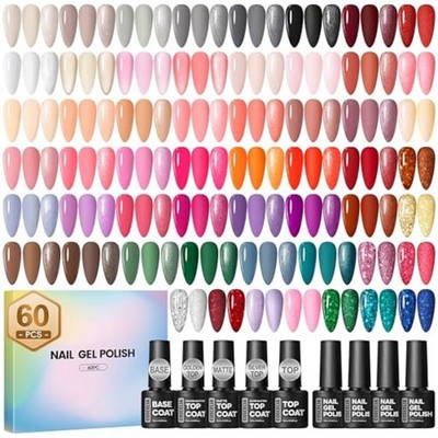 Nail Polish Kit with 55 Colors for All Seasons, Set of 60
