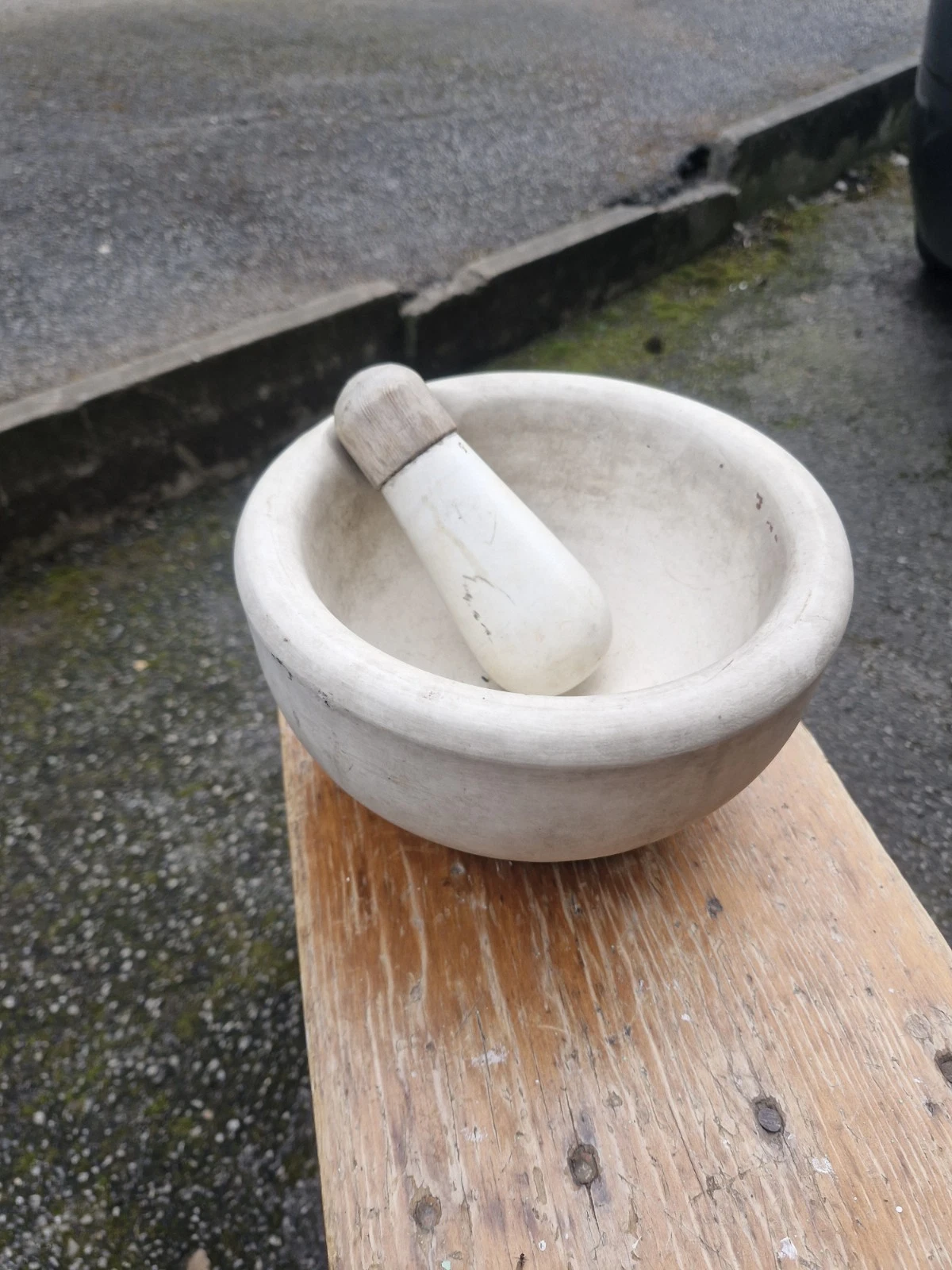 Antique Apothecary Ceramic Pestle And Mortar