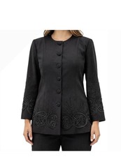 St. Anthony Evening Black Button Front Beaded...