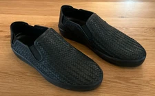 ECCO Black Woven Leather Slip On Loafers Made in Portugal Men’s 12 EU 46