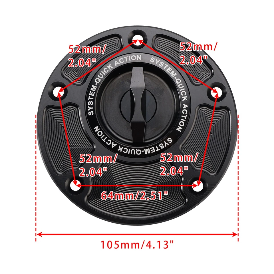 CNC Keyless Fuel Gas Cap For Yamaha YZF-R1 YZF-R6 2000-2025 YZF-R3 2015-2025 - Image 2 of 4