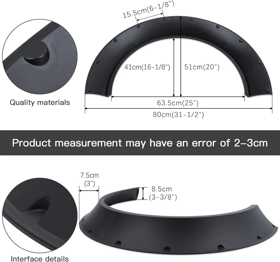 Kit Universal Guardabarros Flares 4 PIEZAS Coche Guardabarros Grande Carrocería Ancha Flexible Rueda Arca Foto 3 de 4