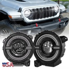 2pc True Halo 9inch LED Headlights Turn DRL For Jeep Wrangler JL Gladiator 2018+